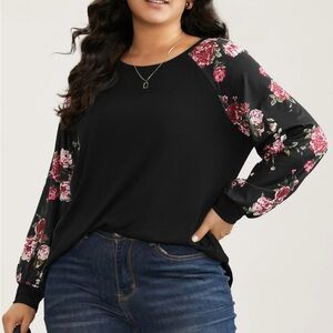 NWT size 18/20 bloomchic Floral Patchwork Crew Neck Raglan Sleeve T-shirt